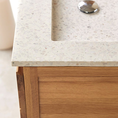 Tikamoon Badkamermeubel van eikenhout en terrazzo premium moon 60 Easy - Naturel