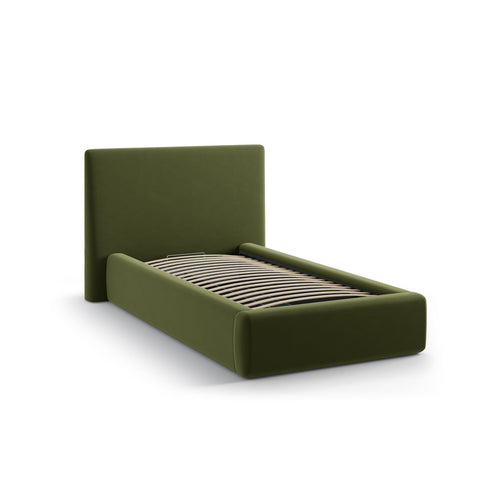 Cosmopolitan Design - Opbergbed met hoofdeinde Asti 90x200cm flueel legergroen - 220x130x95cm
