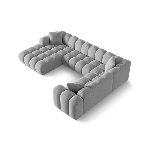 Cosmopolitan Design - Panoramische hoekbank rechts Treno 4-zits, chenille lichtgrijs - 240x330x70cm