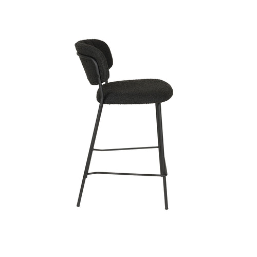 Housecraft Living Jolien Barkruk 65 cm Zwart/Zwart Bouclé - set van 2