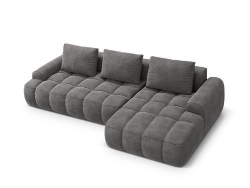 Cosmopolitan Design Converteerbare hoekbank rechts met opbergdoos Linz 3-zits, flueel grijs - 142x275x84cm