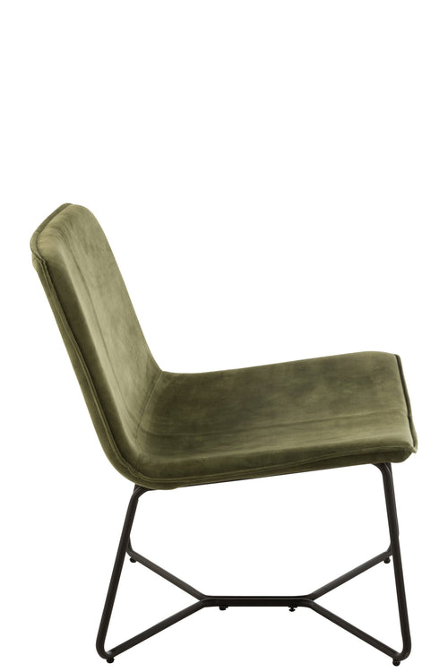 J-Line loungestoel Isabel - metaal/textiel - groen - 2 stuks