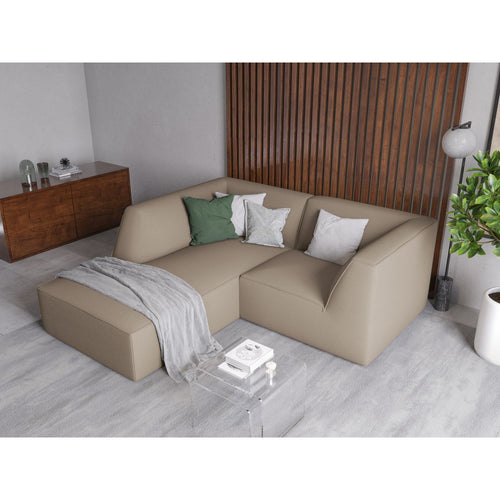 Cosmopolitan Design - Modulaire hoekbank links Siena 3-zits, structurele stof donkerbeige - 180x186x69cm