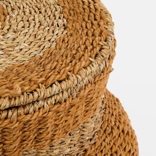 Mica Decorations Tacoma Opbergmand met Deksel - H48 x Ø55 cm - Jute - Geel - vtwonen shop