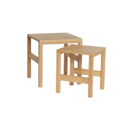Hübsch bijzettafel Puzzle - mdf/okoumé fineer - 32x32xh37, 40x40xh42cm