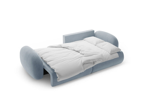 Cosmopolitan Design Omkeerbare converteerbare hoekbank met opbergdoos Tonale 4-zits, flueel blauw grijs - 149x262x88cm