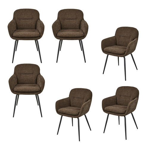 WOOOD eetkamerstoelen Runa - Polyester - Warm Bruin - Set van 6 - vtwonen shop