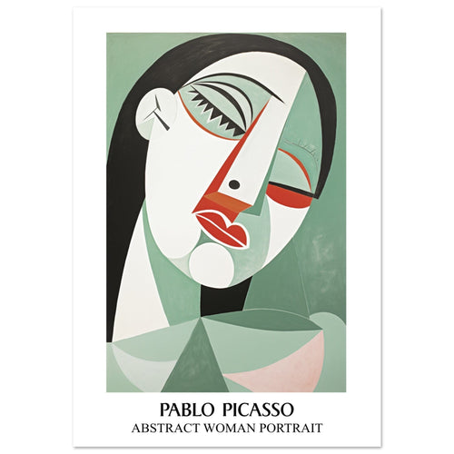 Artfulprints Poster met Lijst Pablo Picasso - Abstract woman portrait   - 30x40 cm - Groen