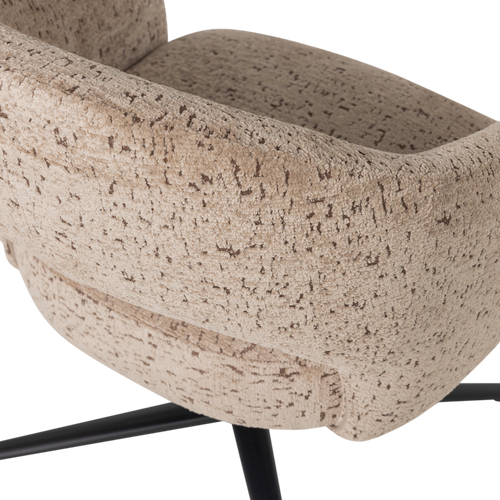 WOOOD draaifauteuil Pico - Wollig Structuur - Zand - 74x71x69