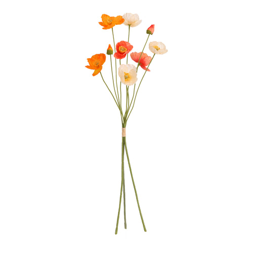 Maxifleur Klaprozen Kunstbloemen bundel 60cm Oranje mix