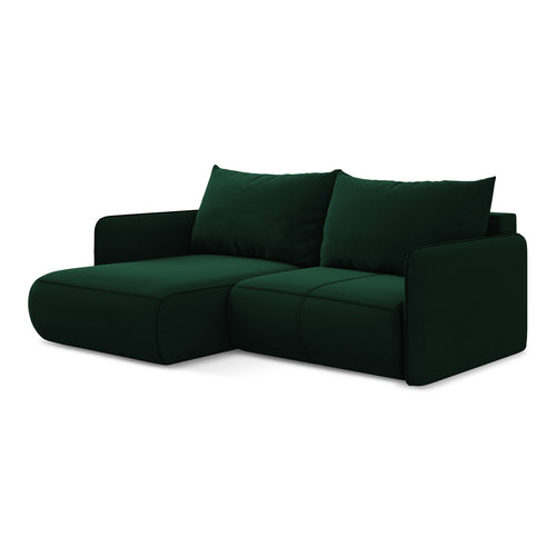 LaMiaSofa hoekbank links Palermo - velours - flessengroen - 207x148x86