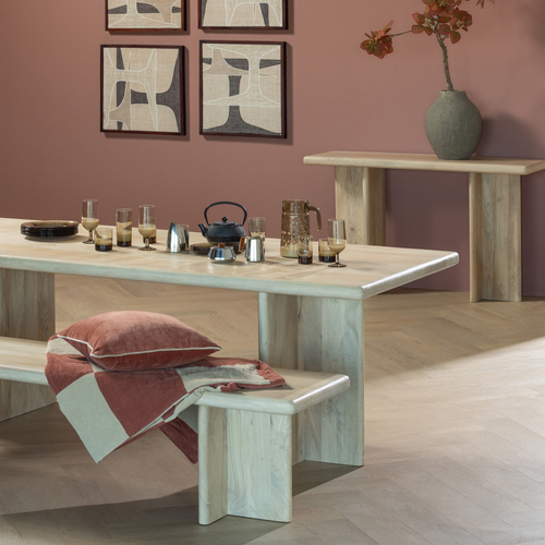 WOOOD kleed Zena - Velvet - Roestbruin/Beige - 1x170x130