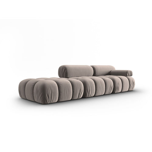 Cosmopolitan Design - Linker modulaire bank Cortina 4-zits, flueel cappuccino - 94x282x70cm