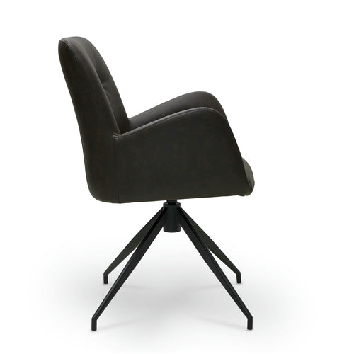 Furnhouse eetkamerstoelen armleuning Jennifer - Donkerbruin - Kunstleer - Set van 2
