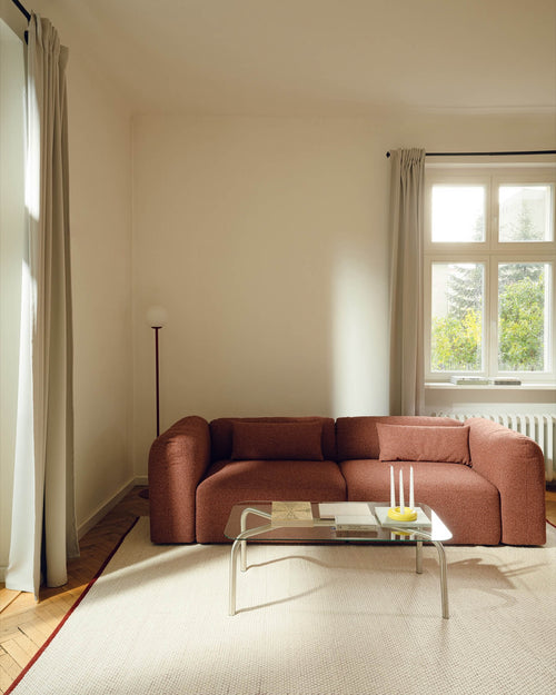 noo.ma Yaro 3-zits slaapbank - Thyme Green Bouclé, 140x200 cm slaapoppervlak