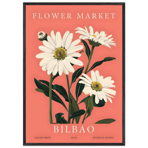 Artfulprints Poster met Lijst Flower market - Bilbao   - 70x100 cm - Roze