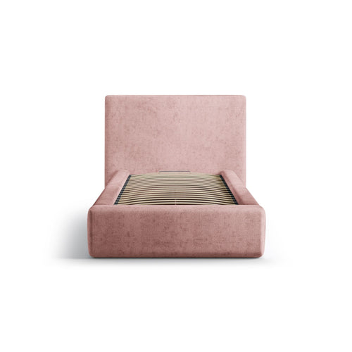 Cosmopolitan Design - Opbergbed met hoofdeinde Asti 90x200cm chenille roze - 220x130x95cm