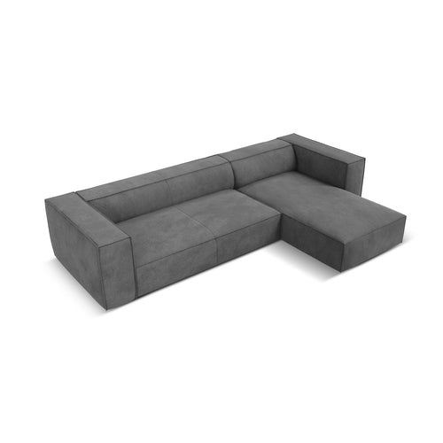 Cosmopolitan Design - Rechter hoekbank Turin 5-zits, structurele stof grijs - 173x290x68cm