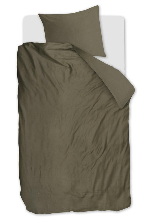 Beddinghouse Change dekbedovertrek - Effen - Eenpersoons - 140x200/220 - Olive Green - vtwonen shop