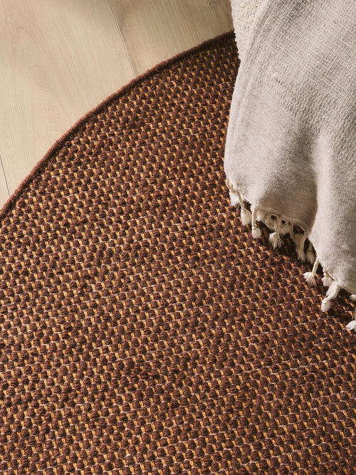 benuta wollen vloerkleed Rocco - bruin - ø 150 cm
