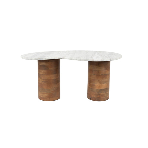 Housecraft Living Peli Salontafel 84x48 cm Marmer/ Hout   - Beige