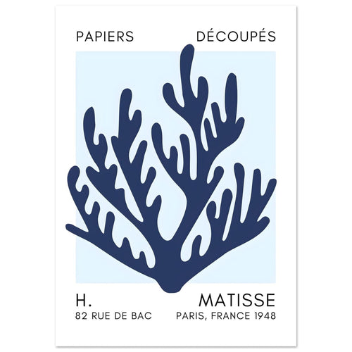 Artfulprints  Matisse – Coral harmony navy blue I   poster A4 21x29.7 cm