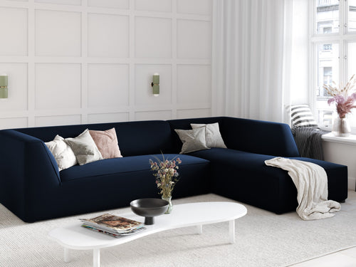 Micadoni rechter hoekbank Ruby 4-zits, flueel, koningsblauw - 180x273x69cm