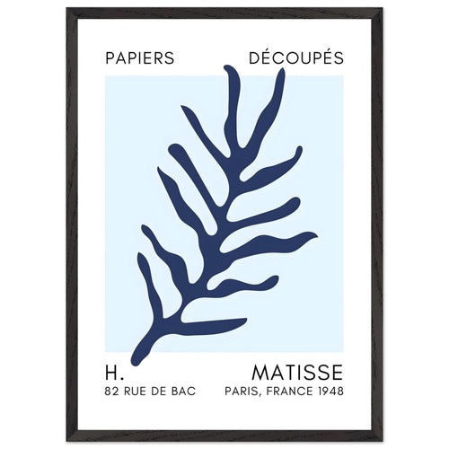 Artfulprints Poster met Lijst Matisse – Ocean flora navy blue I   - 50x70 cm - Blauw