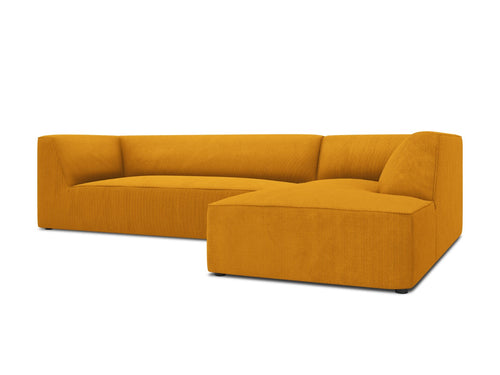 Micadoni rechter hoekbank Ruby 4-zits, ribfluwelen, geel - 180x273x69cm