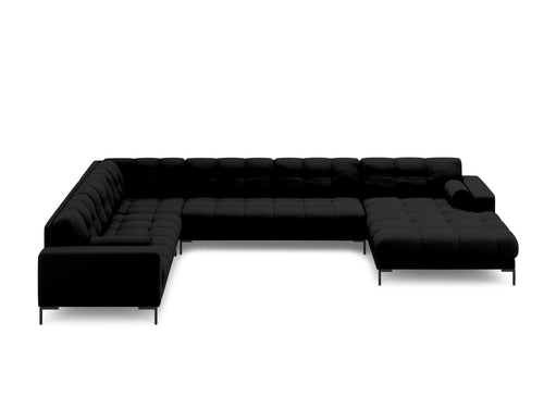 Cosmopolitan Design Panoramische hoekbank links Bali 7-zits, structurele stof, zwart - 256x327x75cm