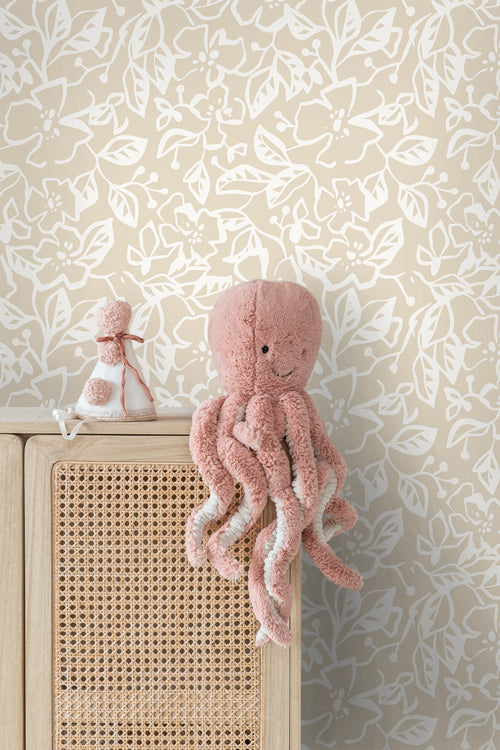 ESTAhome behang bladeren en bloemen lichtbeige - 50 x 900 cm - 131371 - vtwonen shop