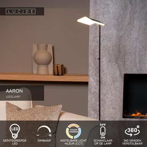 Lucide leeslamp AARON - Geïntegreerde LED - Zwart