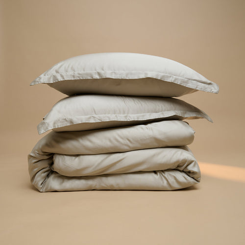 Coco & Cici - TENCEL - Sateen Dekbedovertrek Taupe - 200x200 + 2 kussenslopen 60x70