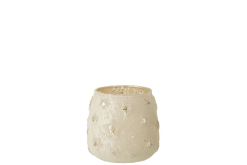 J-Line theelichthouder Ster - glas - zilver - small