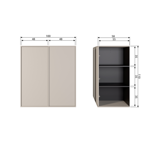 vtwonen kast double Daily - Grenen - Dakargrau - 110x100x58 - vtwonen shop