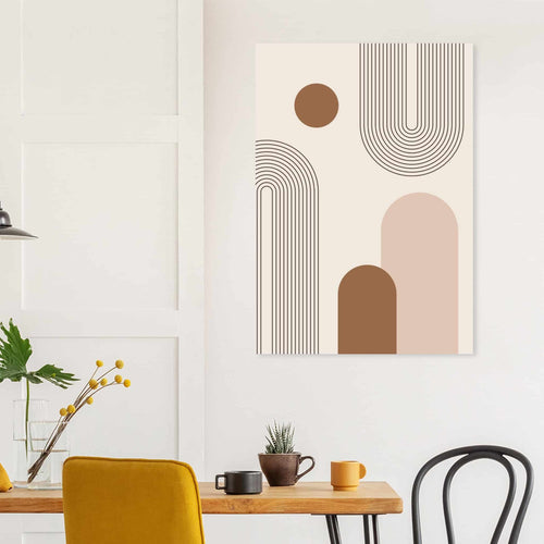 Artfulprints Poster met Lijst Boho – Subtle geometry   - 30x40 cm - Grijs