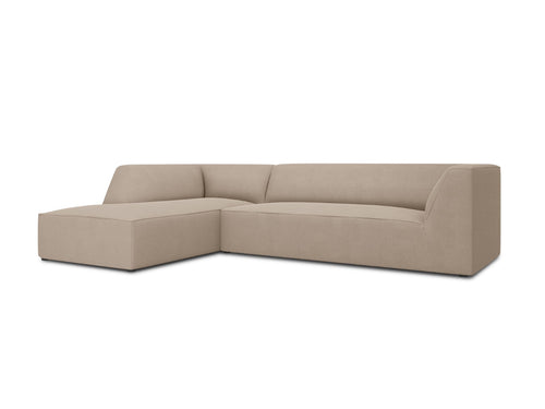 Micadoni linker hoekbank Ruby 4-zits, structurele stof, donkerbeige - 180x273x69cm