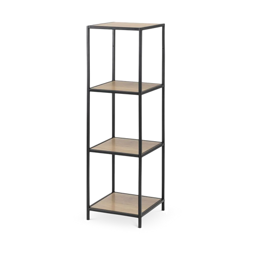 Lisomme Vic Metalen Open Kast met 4 Houten Planken - Naturel