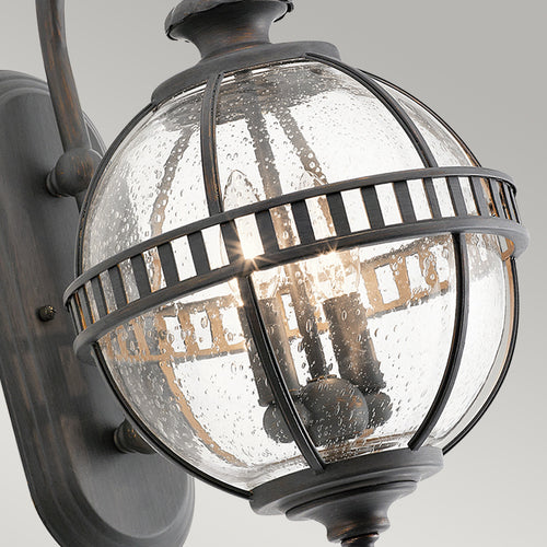 Elstead Halleron - 2 Lichts Outdoor Globe Wandlantaarn Lichtgrijs IP44, E14