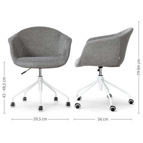 Nolon Nout-Otis Bureaustoel Donkergrijs - Armleuningen - Wit - vtwonen shop