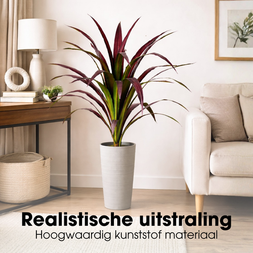 Mica Decorations Bananenboom – Kunstplant in Pot – Realistische Nepplant Woondecoratie – Kunstplanten voor Binnen en Buiten – H85 x Ø70 cm – Rood