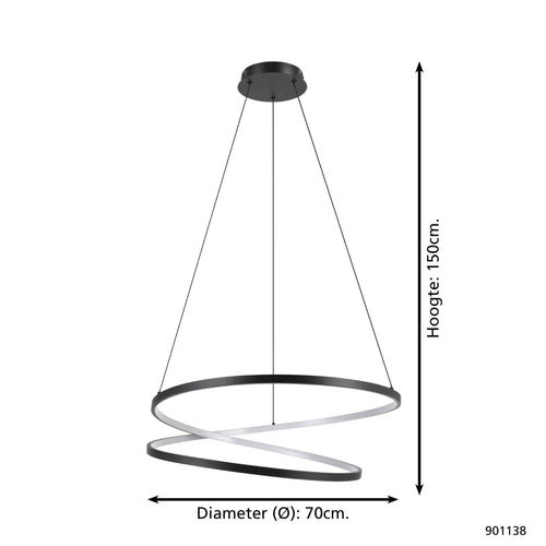 EGLO hanglamp Ruotale - led - ø 70 cm - zwart
