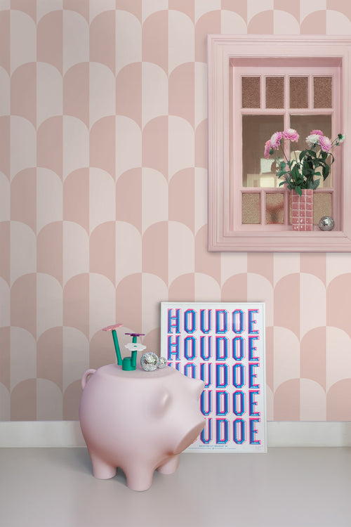 ESTAhome behang art deco bogen zacht roze en licht roze - 53 cm x 10.05 m - 139992 - vtwonen shop