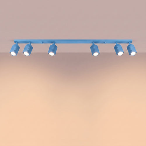 Sollux Lighting Plafondlamp RAYO 6L azuurblauw - 117x6x16,5cm