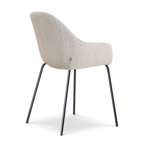 Nolon Nora-Mae Eetkamerstoel Beige Gemêleerd - Armleuning - Zwarte Poten