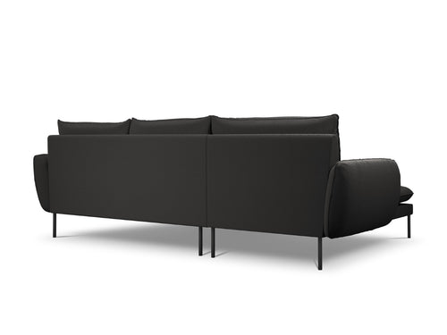 Cosmopolitan Design linker hoekbank Vienna 5-zits, boucle, zwart - 170x255x95cm