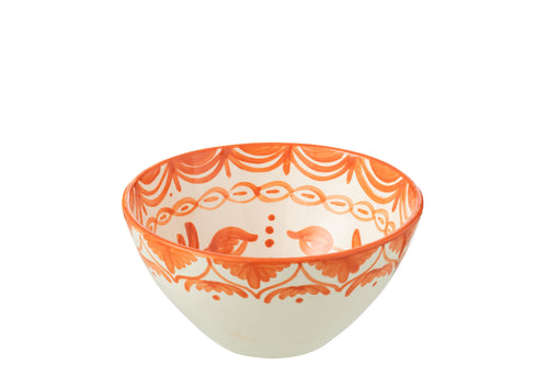 J-Line kom Granada High - keramiek - wit/oranje - medium - Ø 22 cm