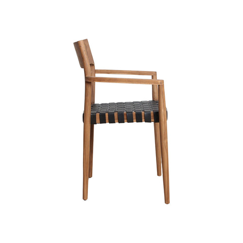 Raw materials eetkamerstoel Freya - zwart - teakhout & leer - 54x45x80 cm - vtwonen shop