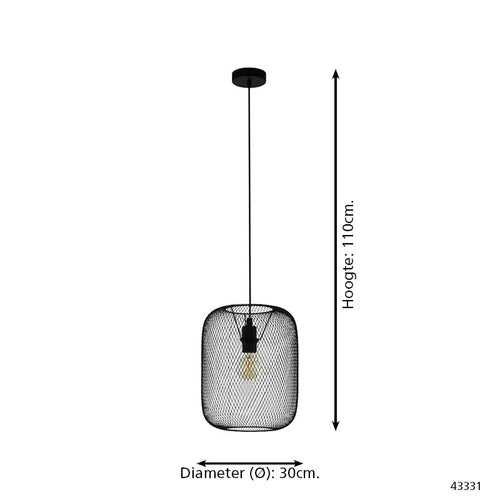 EGLO hanglamp Wrington - e27 - ø 30 cm - zwart - vtwonen shop