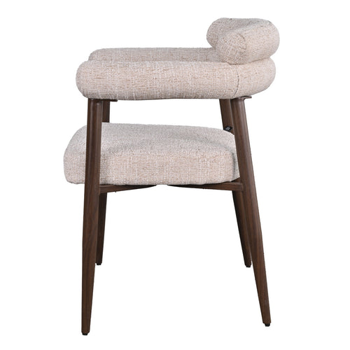 DÉJA Living Eetkamerstoel Lidingö - Beige/Walnoot Stof - Set van 2